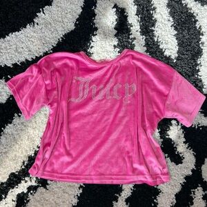 Juicy Couture pink velour top with rhinestone logo Size M #velour #bling